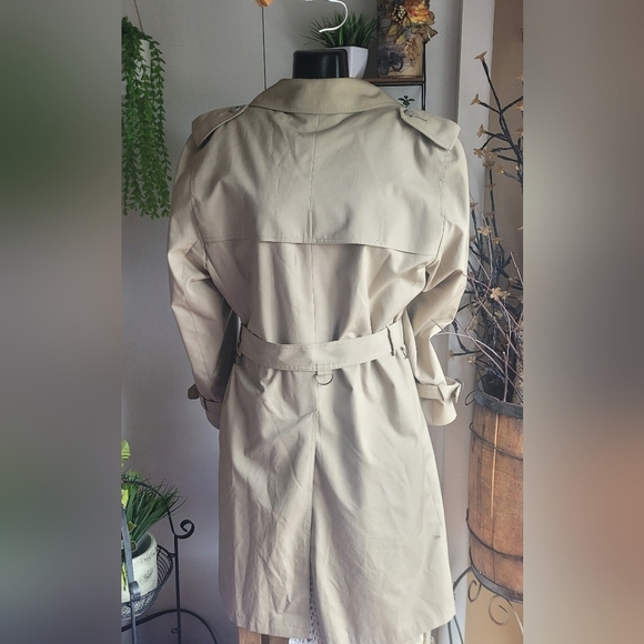 London Fog Vintage Beige Mid Length Trench Coat with Wool Blend Lining - Picture 5 of 10